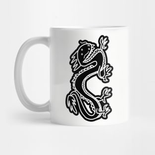 Black and White Line Art Dragon Mug